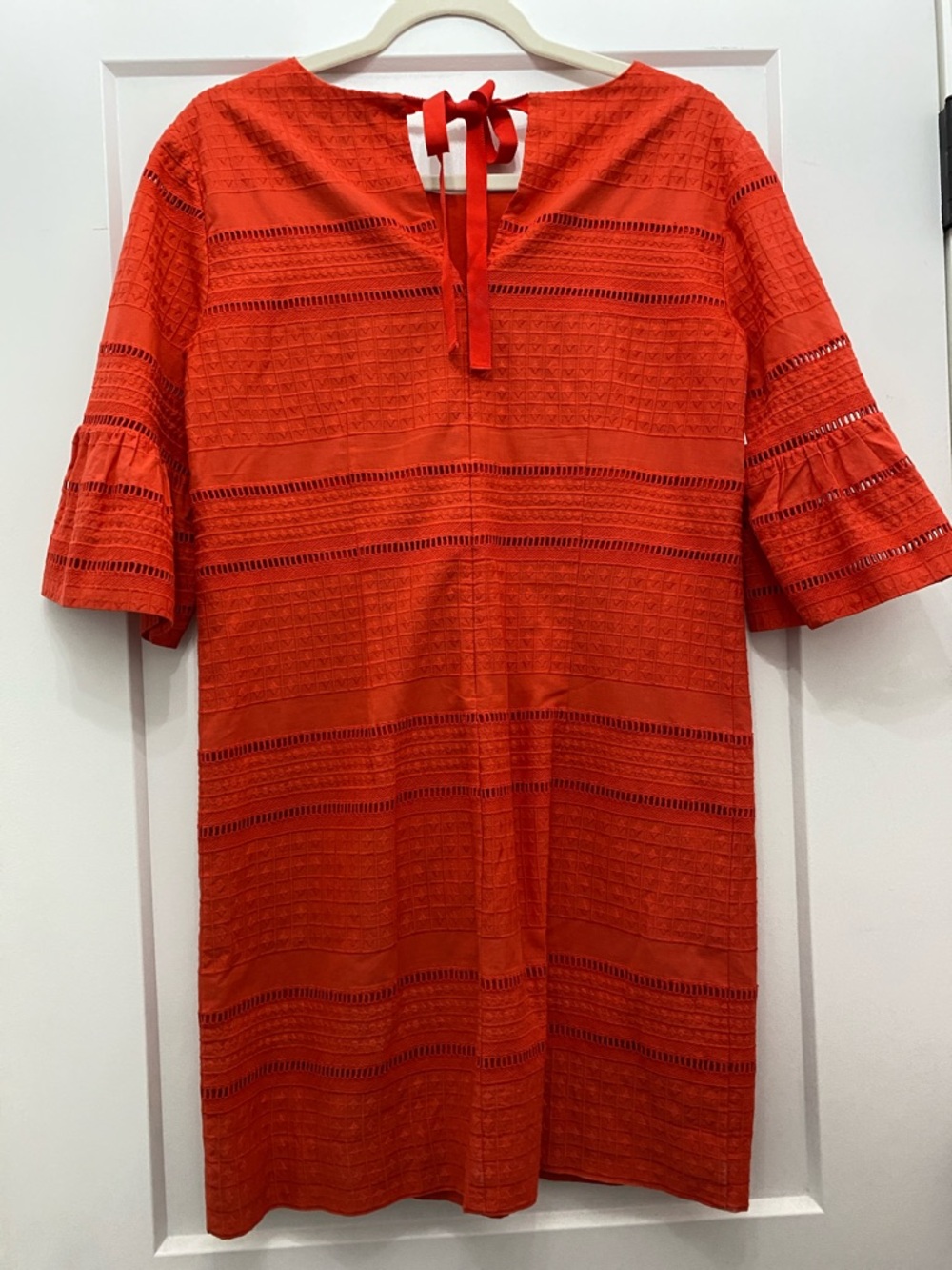 100% Cotton J. Crew Textured Lace Dress with Flared Elbow Sleeves - Picture 6 of 6